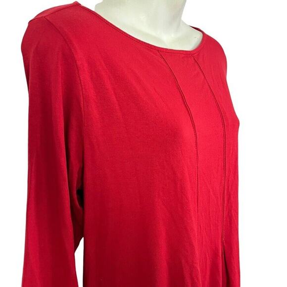 J Jill Wearever Womens Red Pleated Stretch Knit 3/4 Sleeve Above Length Dress M - Picture 6 of 16